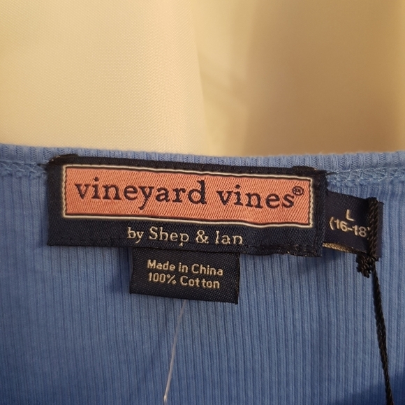 Vineyard Vines Henley light blue large 16-18 check measurements - Picture 2 of 5